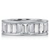 Sterling Silver Channel Set Baguette Cut Eternity Wedding Band Ring