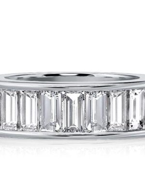 Sterling Silver Channel Set Baguette Cut Eternity Wedding Band Ring