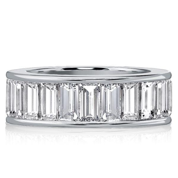 Sterling Silver Channel Set Baguette Cut Eternity Wedding Band Ring