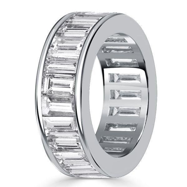Sterling Silver Channel Set Baguette Cut Eternity Wedding Band Ring