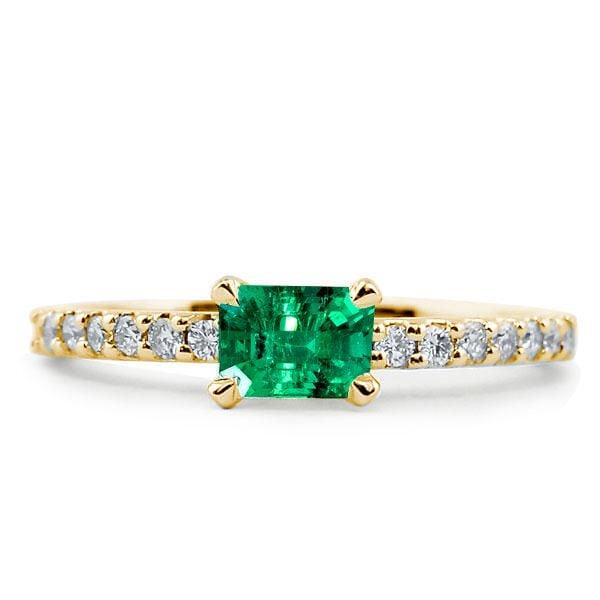 Emerald Cut Green Sapphire Ring Band in 18K Gold Plated Sterling Silver