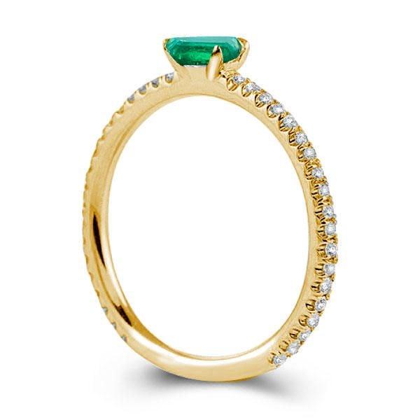 Emerald Cut Green Sapphire Ring Band in 18K Gold Plated Sterling Silver