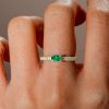 Emerald Cut Green Sapphire Ring Band in 18K Gold Plated Sterling Silver