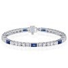 Art Deco Blue Sapphire Tennis Bracelet - 925 Sterling Silver