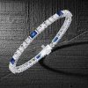 Art Deco Blue Sapphire Tennis Bracelet - 925 Sterling Silver