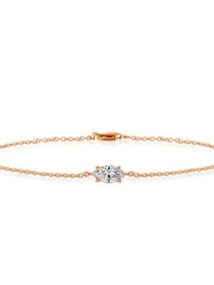 Dainty Marquise Single Stone Bracelet in 18K Rose Gold Plated Sterling Silver