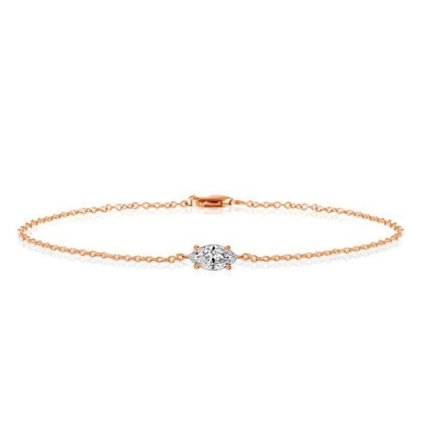 Dainty Marquise Single Stone Bracelet in 18K Rose Gold Plated Sterling Silver