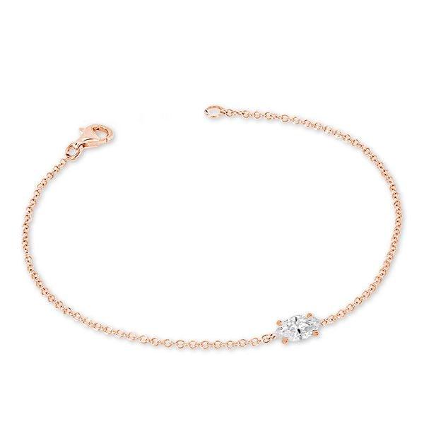 Dainty Marquise Single Stone Bracelet in 18K Rose Gold Plated Sterling Silver