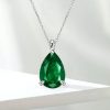 Emerald & Sapphire Pear-Shaped Necklace - Sterling Silver Pendant