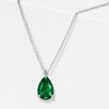 Emerald & Sapphire Pear-Shaped Necklace - Sterling Silver Pendant