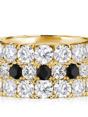 Golden Black & White CZ Eternity Stackable Ring Set - 18K Gold Plated Sterling Silver