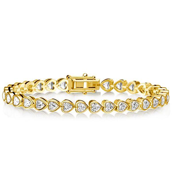 Golden Heart Cut White Sapphire Tennis Bracelet - 18K Gold Plated Sterling Silver