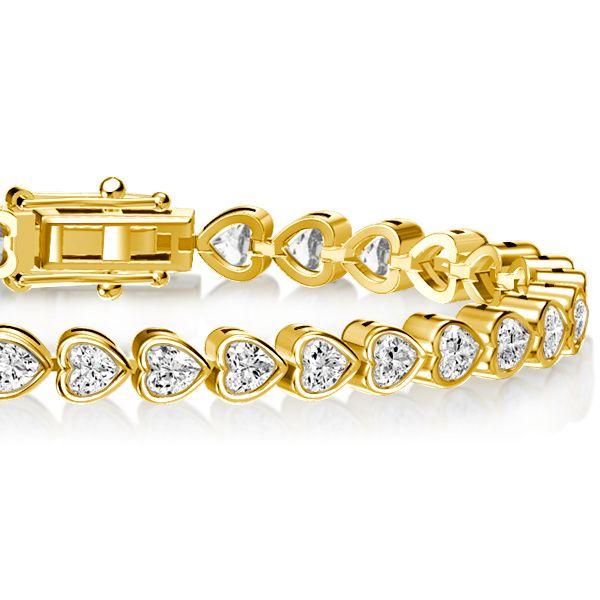 Golden Heart Cut White Sapphire Tennis Bracelet - 18K Gold Plated Sterling Silver