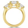 Cushion Cut Three Stone Engagement Ring in 18K Gold Plated Sterling Silver