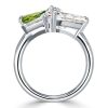 Sterling Silver Pear Cut Peridot Twin Stone Engagement Ring with Gold Plating Options