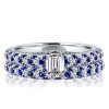 Emerald Cut Pave Setting Bridal Ring Set in Sterling Silver