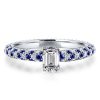 Emerald Cut Pave Setting Bridal Ring Set in Sterling Silver