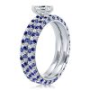 Emerald Cut Pave Setting Bridal Ring Set in Sterling Silver