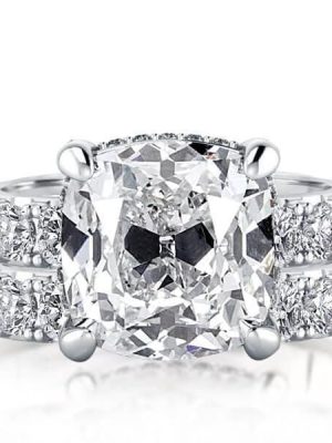 Classic White Sapphire Bridal Wedding Ring Set in Rhodium Plated Sterling Silver