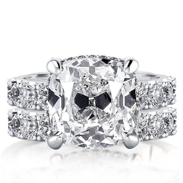 Classic White Sapphire Bridal Wedding Ring Set in Rhodium Plated Sterling Silver