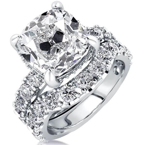 Classic White Sapphire Bridal Wedding Ring Set in Rhodium Plated Sterling Silver