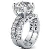 Classic White Sapphire Bridal Wedding Ring Set in Rhodium Plated Sterling Silver
