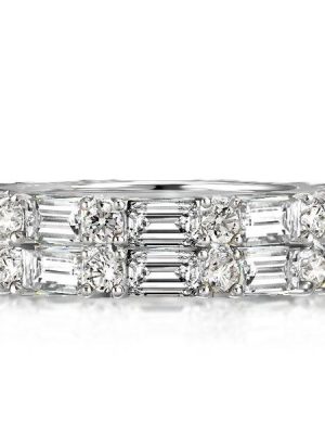 Double Row Emerald Wedding Band in Sterling Silver (6.88 CT. TW.)
