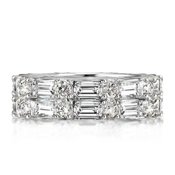 Double Row Emerald Wedding Band in Sterling Silver (6.88 CT. TW.)