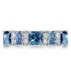 Blue Topaz Princess Cut Sterling Silver Wedding Band Stacking Ring