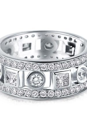 Art Deco White Sapphire Wedding Band - 925 Sterling Silver Engagement Ring