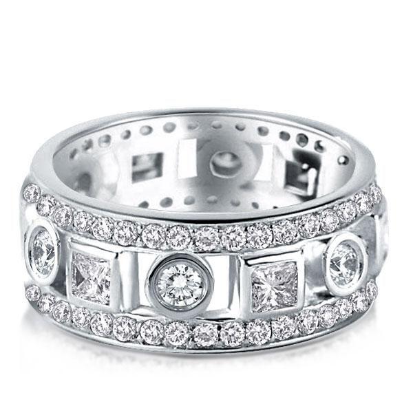 Art Deco White Sapphire Wedding Band - 925 Sterling Silver Engagement Ring