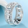 Art Deco White Sapphire Wedding Band - 925 Sterling Silver Engagement Ring