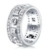Art Deco White Sapphire Wedding Band - 925 Sterling Silver Engagement Ring