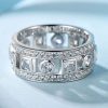 Art Deco White Sapphire Wedding Band - 925 Sterling Silver Engagement Ring