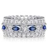Sterling Silver Milgrain Bezel Blue Eternity Band with Marquise and Round Cut Stones