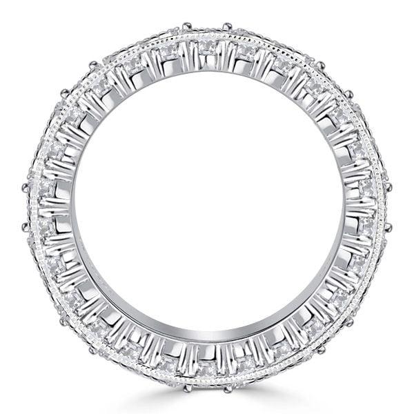 Sterling Silver Milgrain Bezel Blue Eternity Band with Marquise and Round Cut Stones