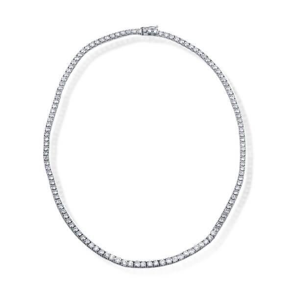 White Sapphire Tennis Necklace - 925 Sterling Silver, 18 Inch