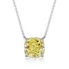 Yellow Topaz Cushion Cut Solitaire Pendant Necklace in Sterling Silver