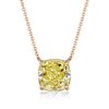 Yellow Topaz Cushion Cut Solitaire Pendant Necklace in Sterling Silver