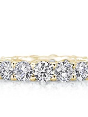18K Gold Plated Sterling Silver White Sapphire Eternity Wedding Band - 4.8 CT.TW