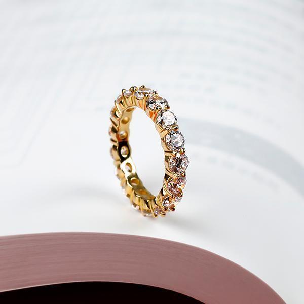 18K Gold Plated Sterling Silver White Sapphire Eternity Wedding Band - 4.8 CT.TW