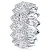 Halo Marquise Cut Sterling Silver Wedding Band for Women - 5.25 CT. TW.