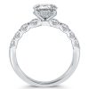 Oval Created White Sapphire Hidden Halo Engagement Ring - Sterling Silver