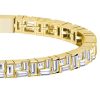 18K Gold Plated Baguette Cut Tennis Bracelet with Stacked Design - 9.46 CT. TW.