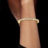 18K Gold Plated Baguette Cut Tennis Bracelet with Stacked Design - 9.46 CT. TW.