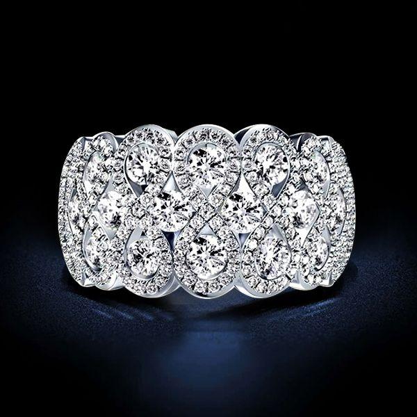 Sterling Silver Alternative Wedding Band with Simulated Diamonds