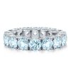 Eternity Aquamarine Wedding Band - Round Cut 925 Sterling Silver