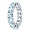 Eternity Aquamarine Wedding Band - Round Cut 925 Sterling Silver