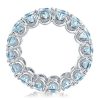 Eternity Aquamarine Wedding Band - Round Cut 925 Sterling Silver