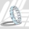 Eternity Aquamarine Wedding Band - Round Cut 925 Sterling Silver